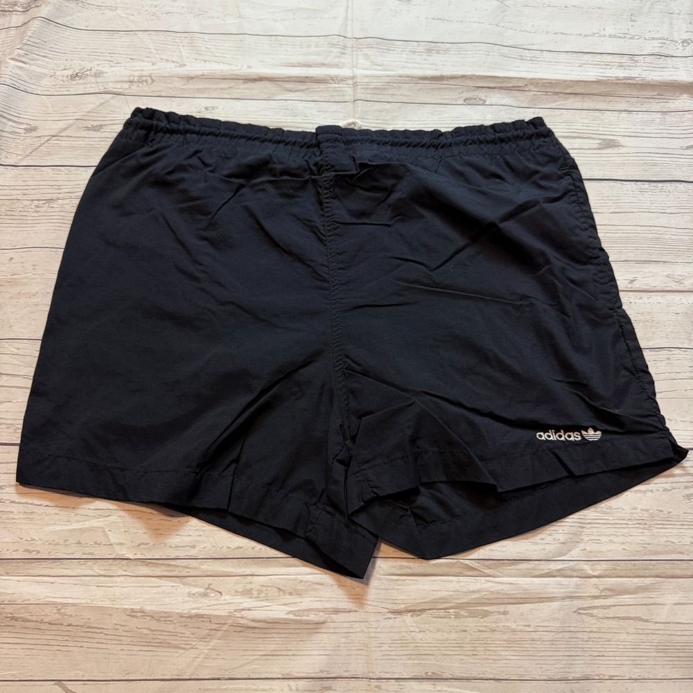 Vintage Adidas Swim Suit Shorts Black w/ Linder 100% Nylon Men's Size Medium